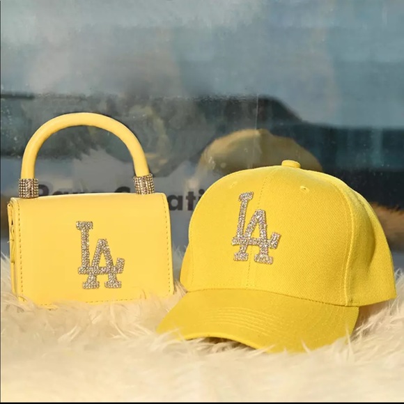 Los Angeles bling sparkle ball cap and purse set clutch handbag - Picture 2 of 5